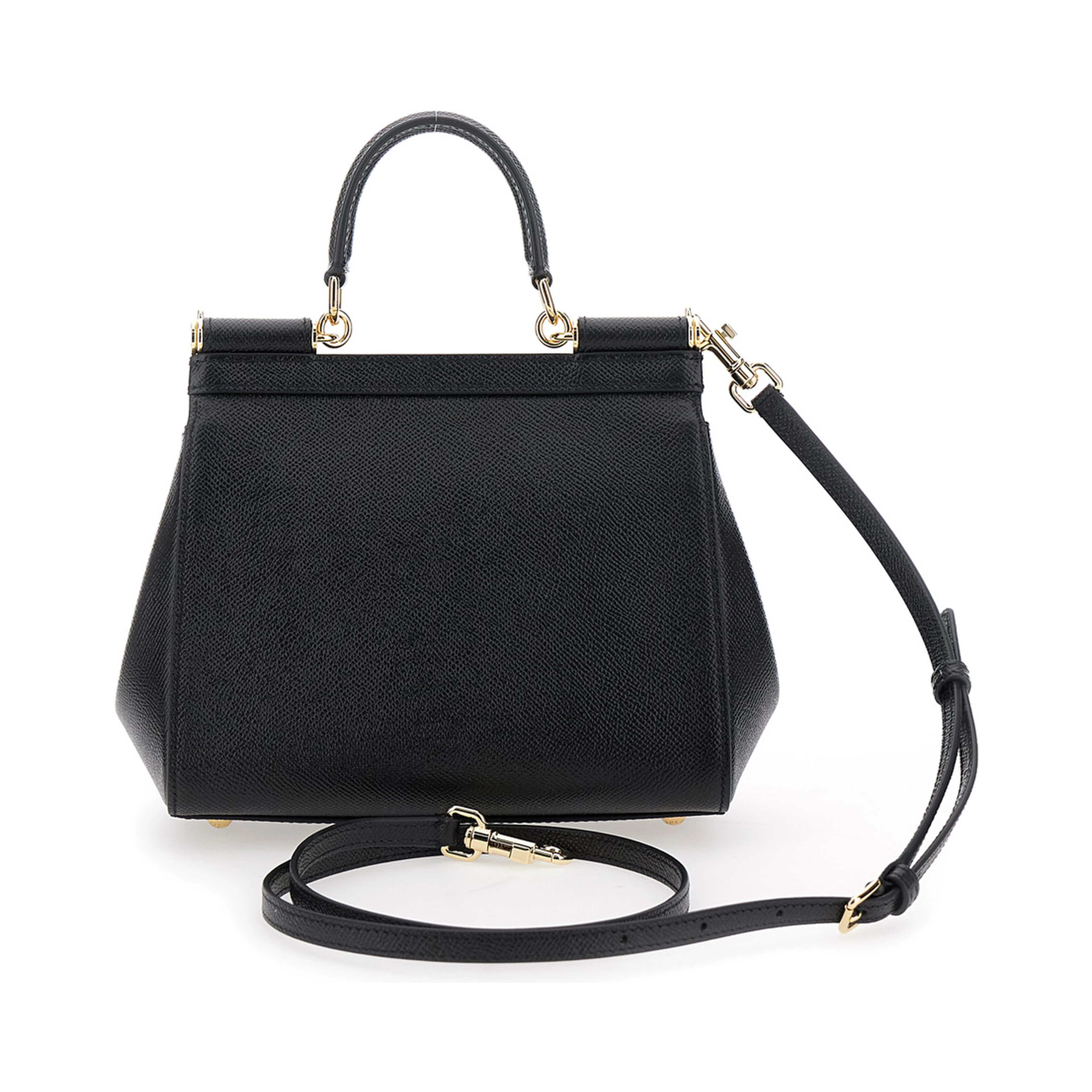 SICILY MEDIUM Black Bag with logo on the front in Leather Women