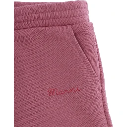 Pink Pants with pockets and logo lettering in cotton Baby