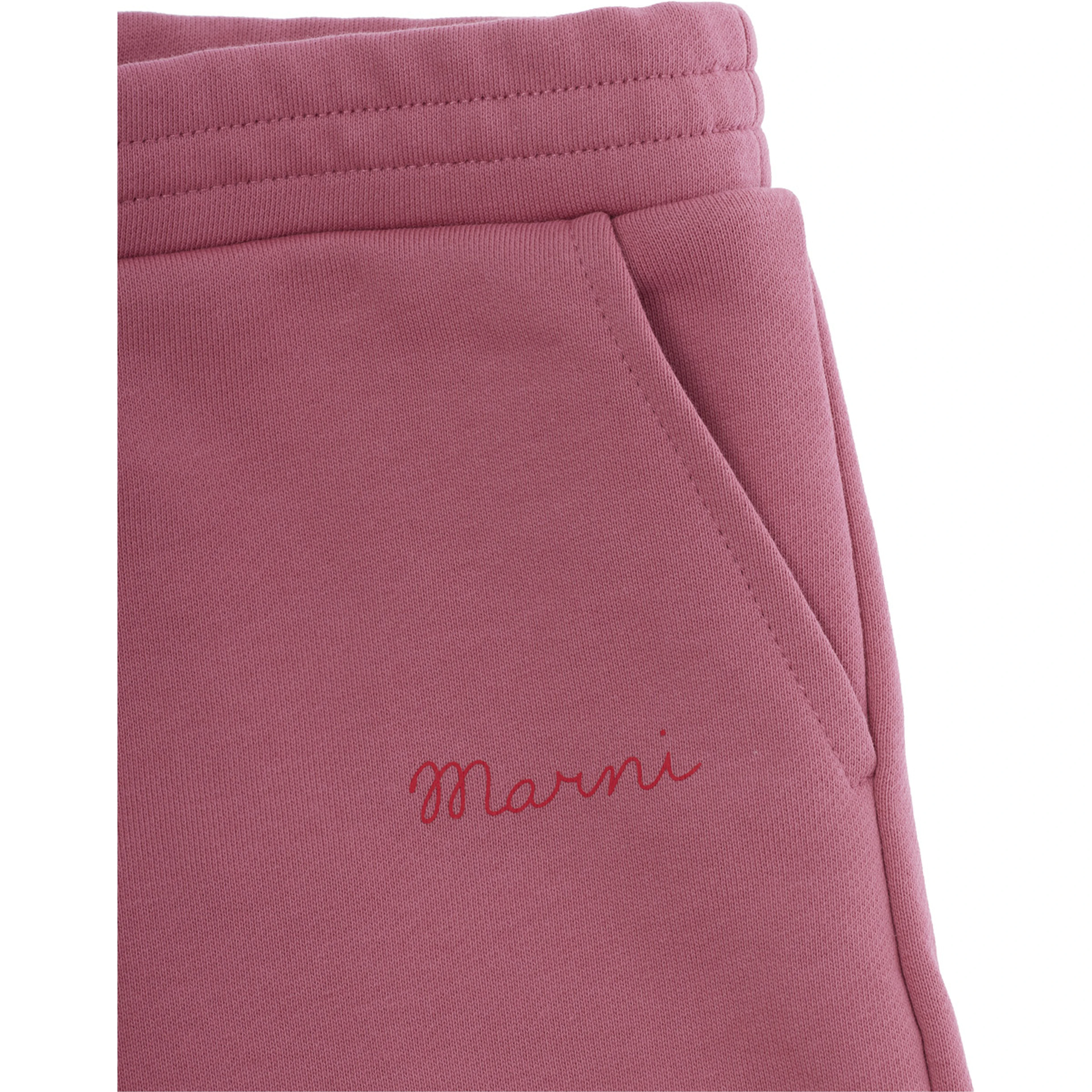 Pink Pants with pockets and logo lettering in cotton Baby