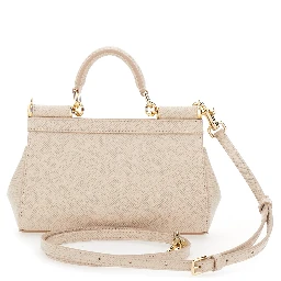 Sicily Pink Handbag with Adjustable and Removable Shoulder Strap and Logo Plate on the Front in Leather for Women