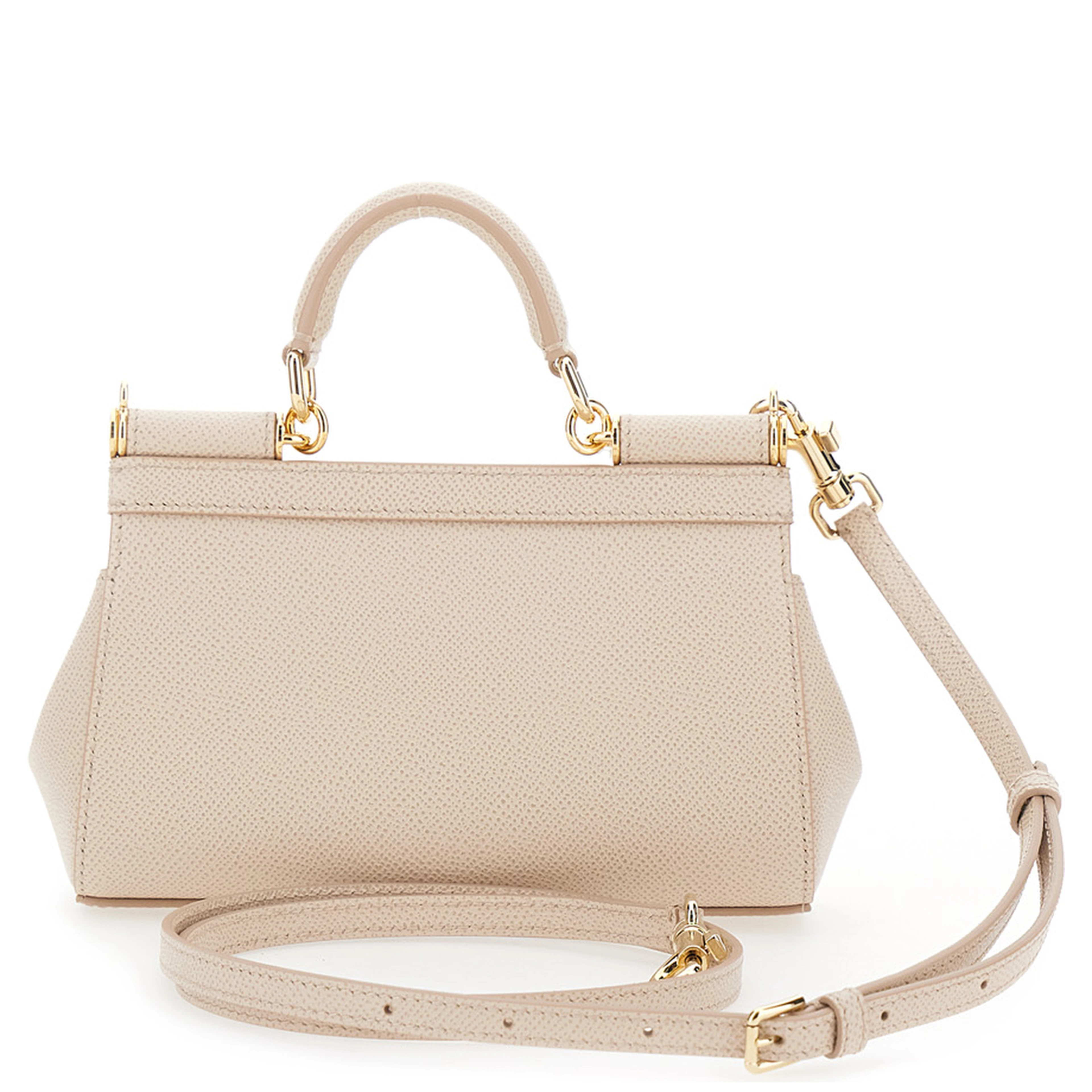 Sicily Pink Handbag with Adjustable and Removable Shoulder Strap and Logo Plate on the Front in Leather for Women