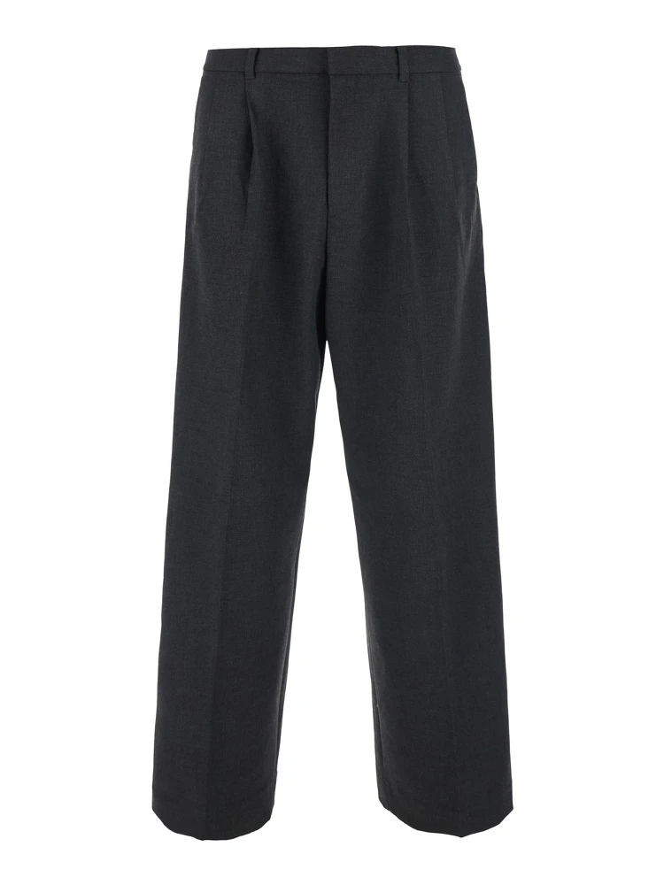 DOUBLE PLEATED WIDE SLACKS with wide pleats and soft fabric Gray Men