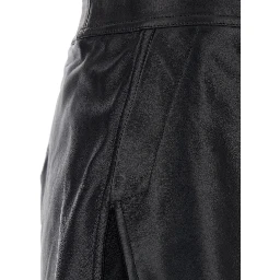 Miniskirt Fog with Cut-Out on the Front and Zip Closure on the Back in Black Leather for Women