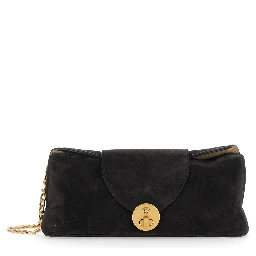 Brown Shoulder bag with Medusa Head on the front in Suede for Women