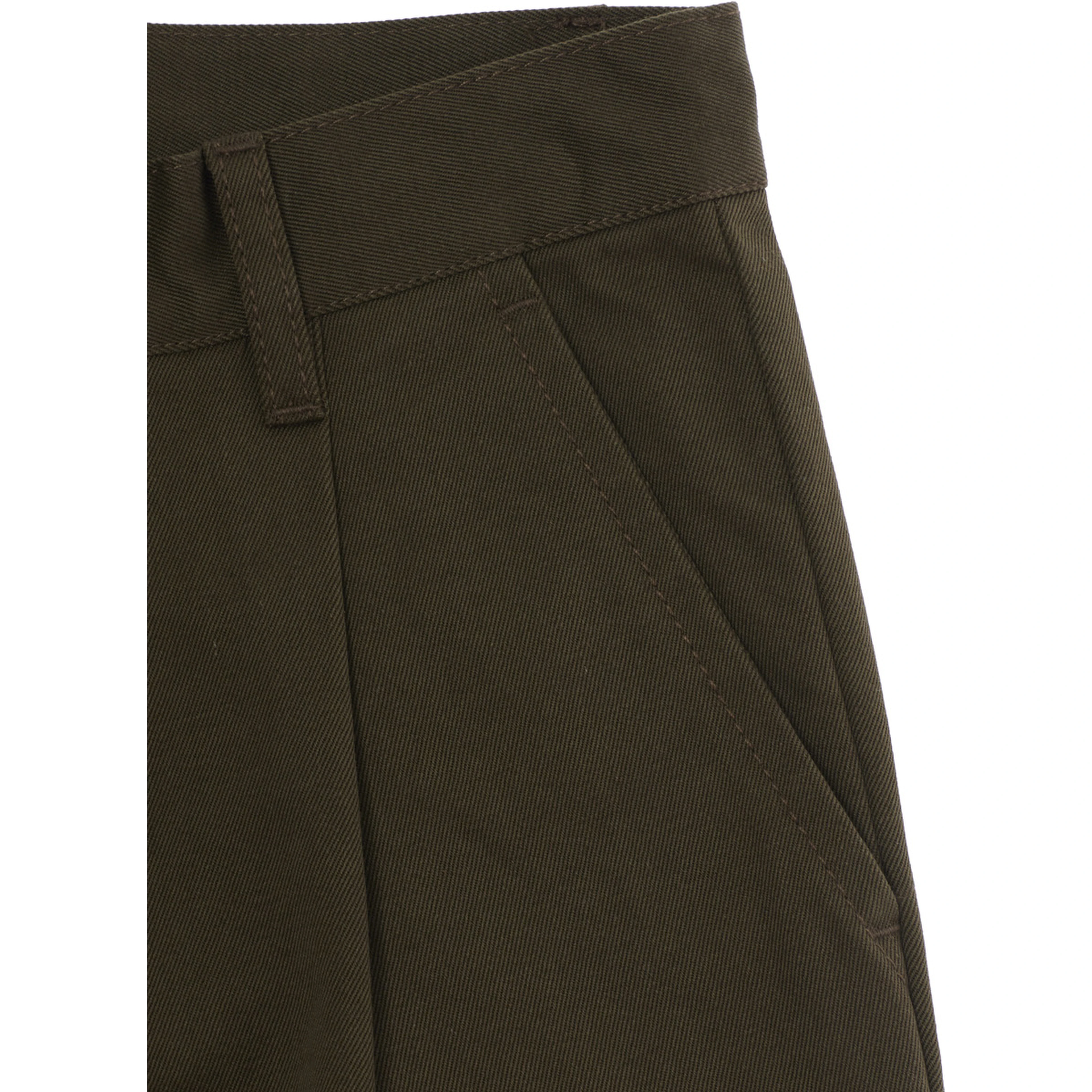 Green Pants with front pleats and logo on the back in Cotton Boy