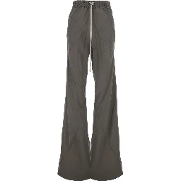 Bias Pants with Elastic Waist and Drawstring in Fabric and Silk Blend for Women