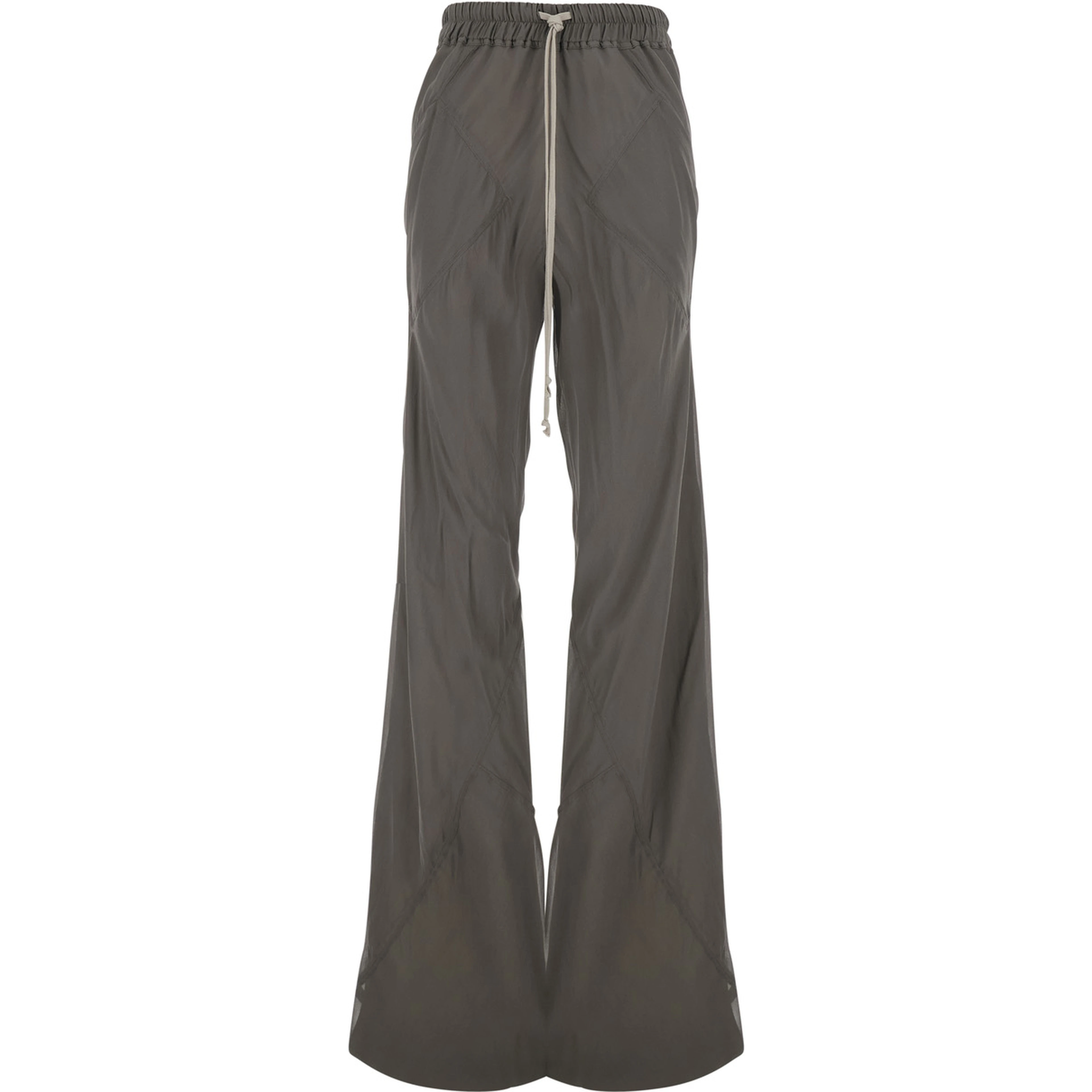 Bias Pants with Elastic Waist and Drawstring in Fabric and Silk Blend for Women