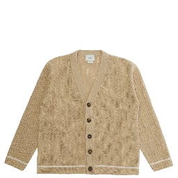 Beige Cardigan with V-neck in FF Cotton Boy
