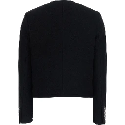 CLASSIC TWEED JACKET with collar, long sleeves and front closure in Black for women