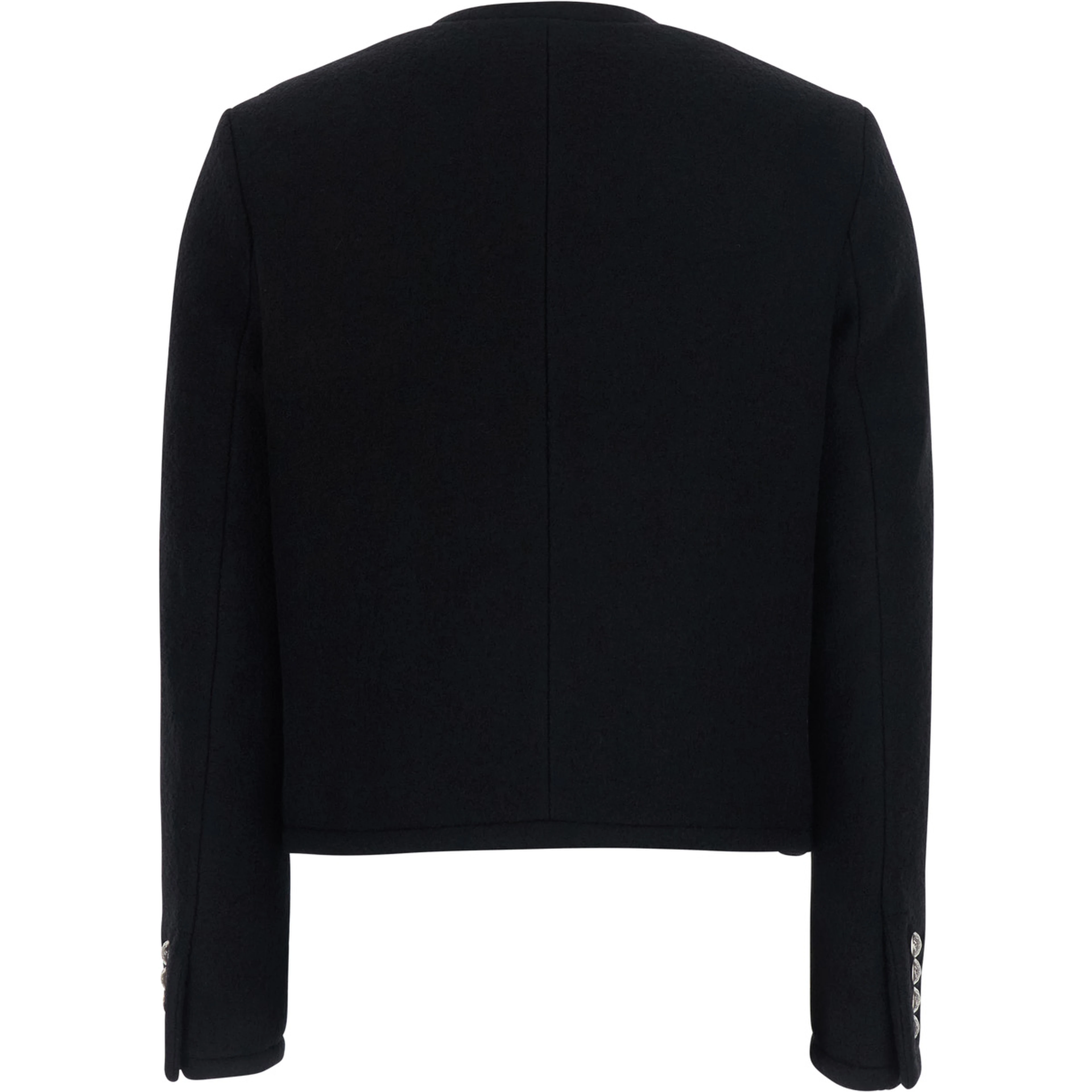 CLASSIC TWEED JACKET with collar, long sleeves and front closure in Black for women