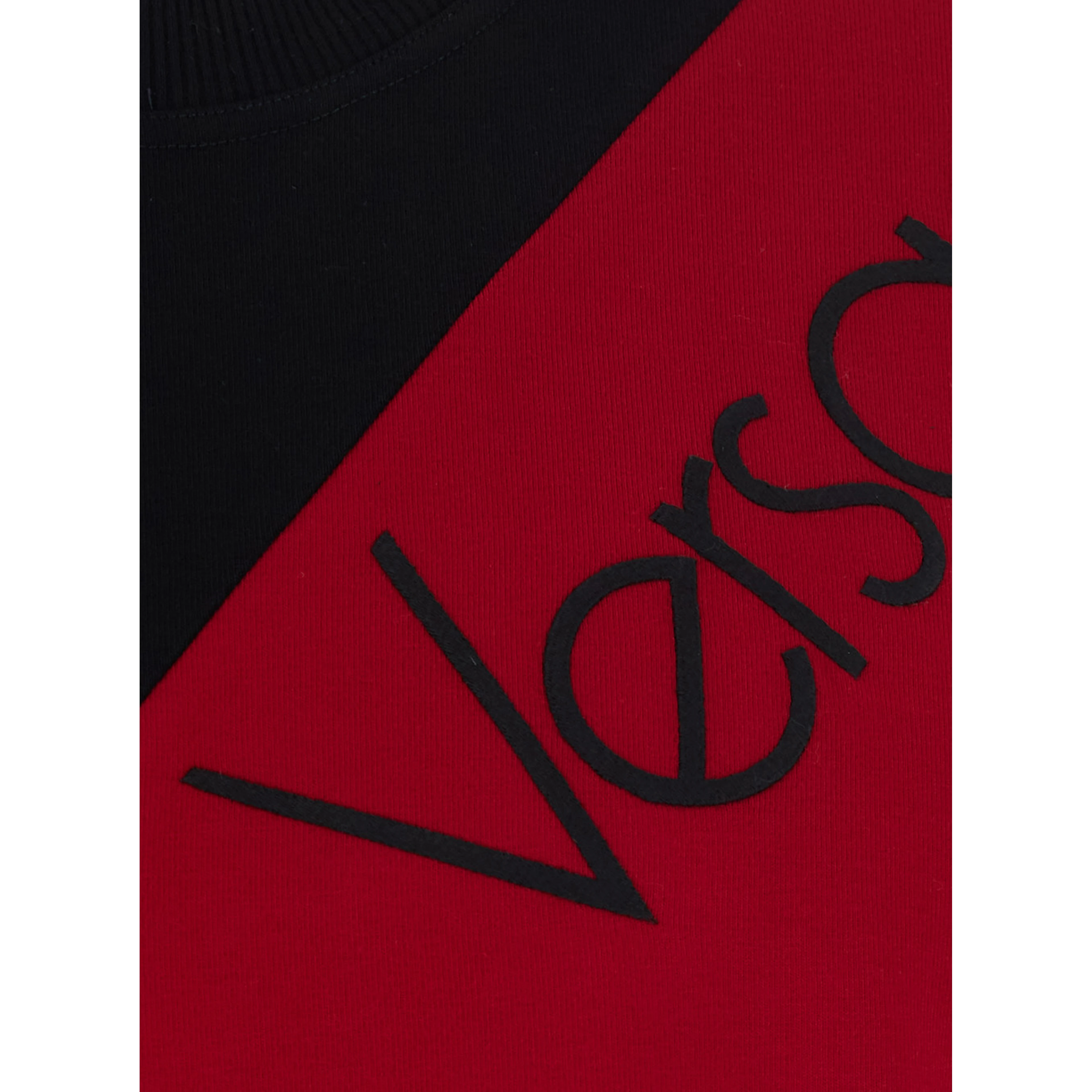 Black and Red Color-block T-shirt with logo lettering on the front in stretch cotton for men