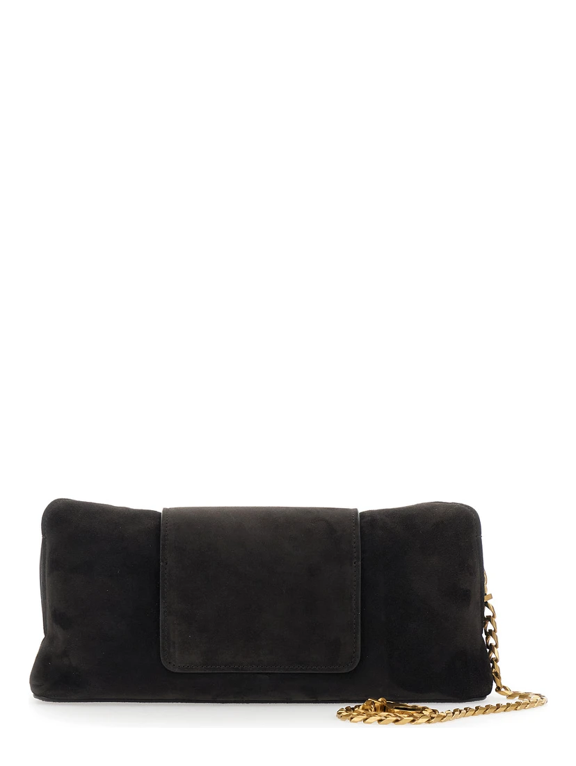 Brown Shoulder bag with Medusa Head on the front in Suede for Women