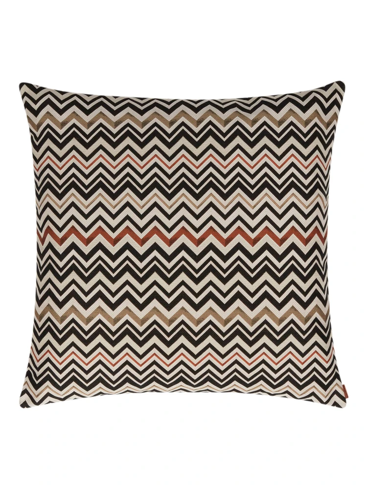 Belfast Cushion with zigzag motif in multicolored tech fabric unisex