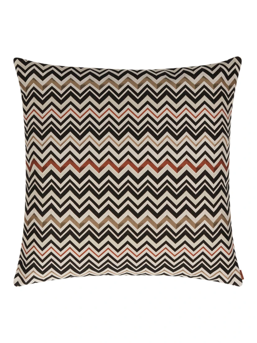 Belfast Cushion with zigzag motif in multicolored tech fabric unisex