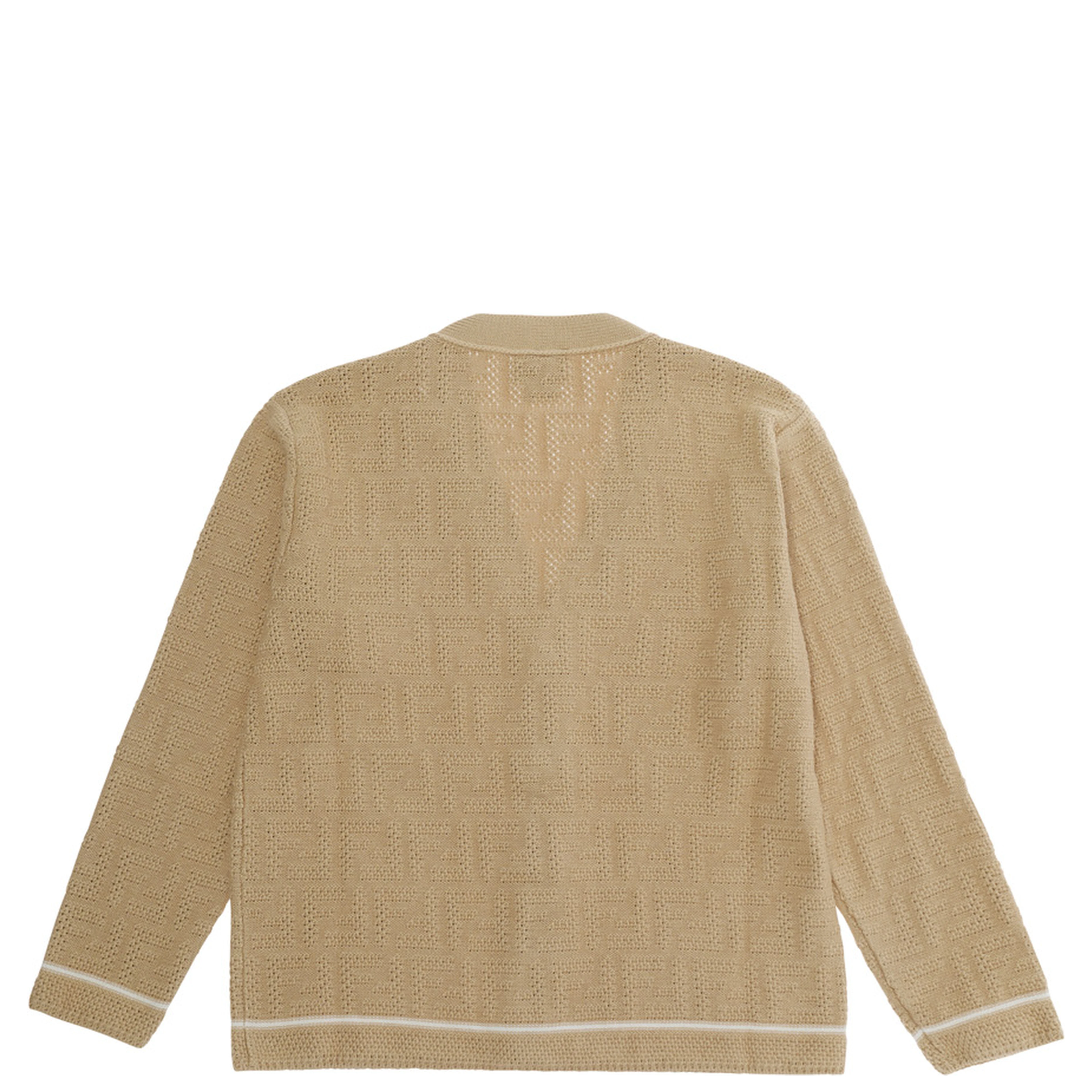 Beige Cardigan with V-neck in FF Cotton Boy