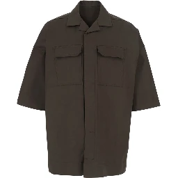 Magnum Bowling Shirt with Cuban Collar and Wide Short Sleeves in Brown for Men