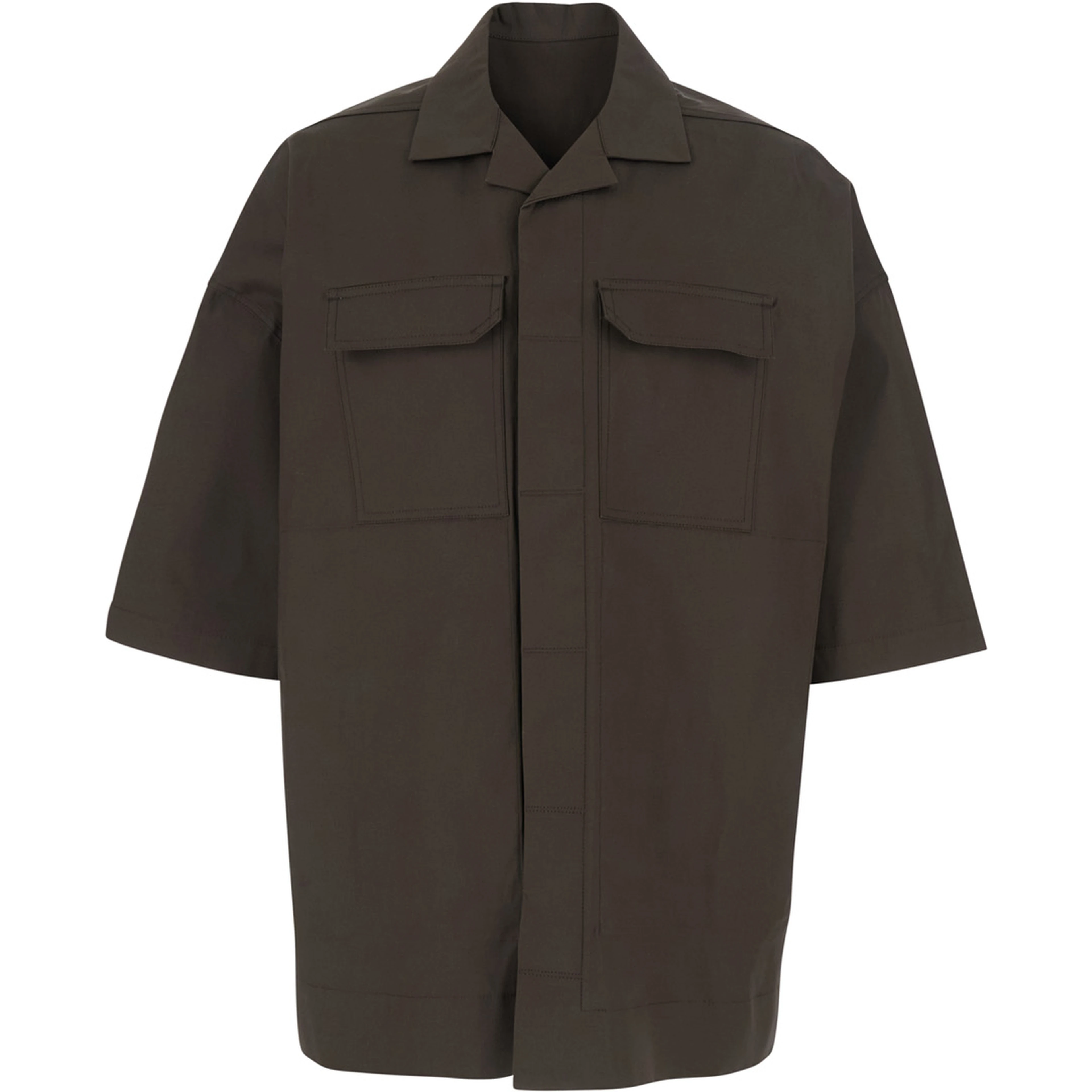Magnum Bowling Shirt with Cuban Collar and Wide Short Sleeves in Brown for Men
