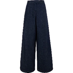Penn Blue Jeans with logo patch on the back and wide leg in denim for women