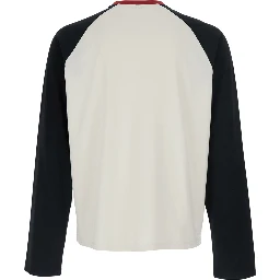 Multicolor Long Sleeve T-shirt with Printed Logo on the Front in Cotton for Men