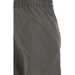 Bias Pants with Elastic Waist and Drawstring in Fabric and Silk Blend for Women