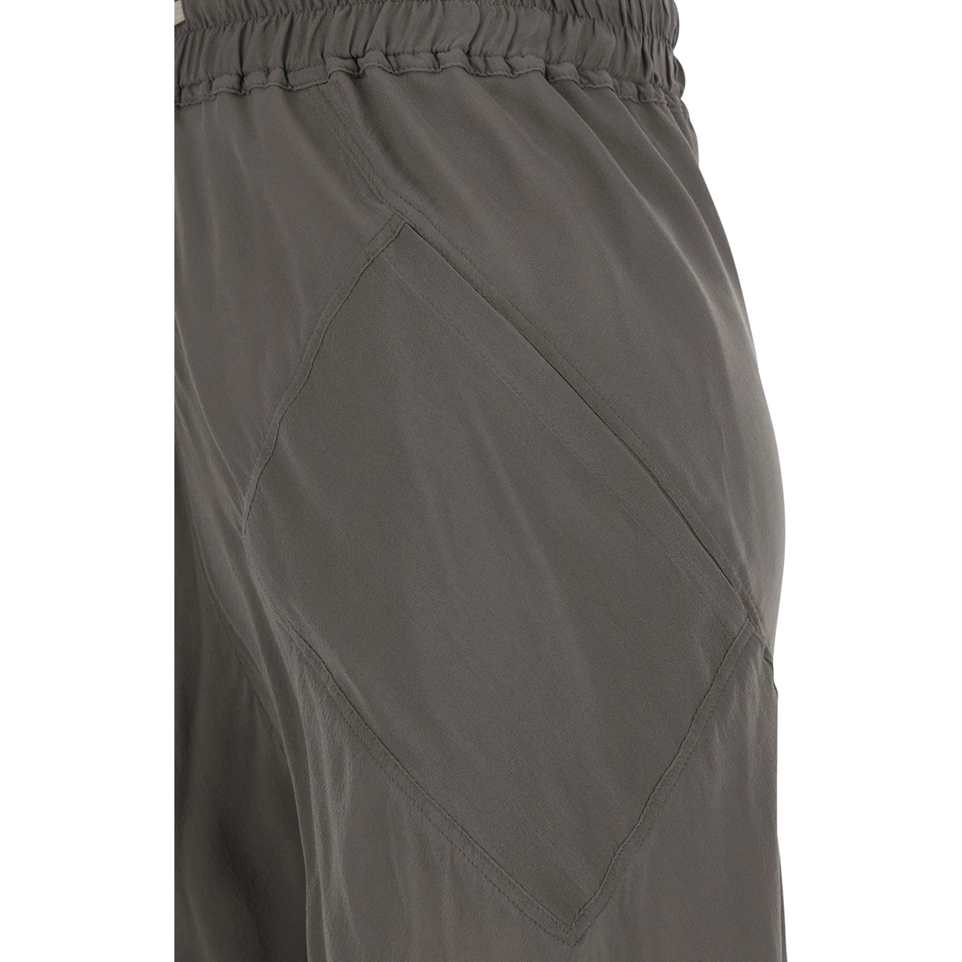 Bias Pants with Elastic Waist and Drawstring in Fabric and Silk Blend for Women
