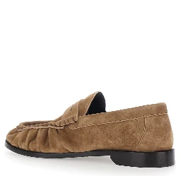 Le Loafer Beige Loafers with Hand-Stitched Moc Toe and Cassandre Plaque in Suede for Women