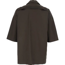 Magnum Bowling Shirt with Cuban Collar and Wide Short Sleeves in Brown for Men