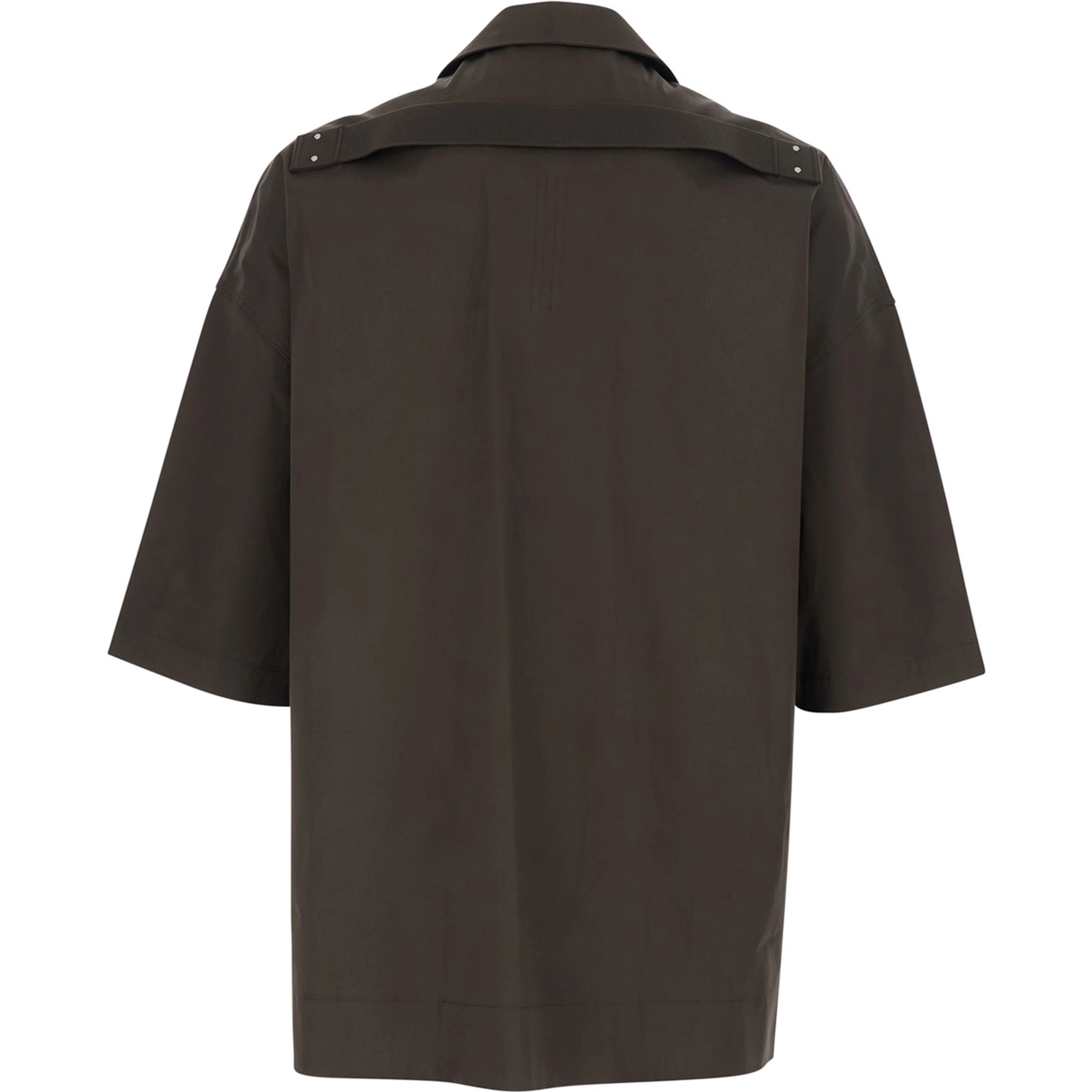 Magnum Bowling Shirt with Cuban Collar and Wide Short Sleeves in Brown for Men