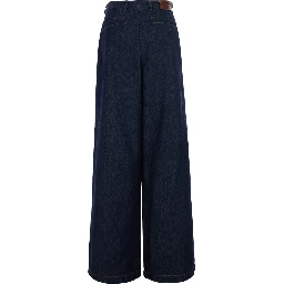 Penn Blue Jeans with logo patch on the back and wide leg in denim for women