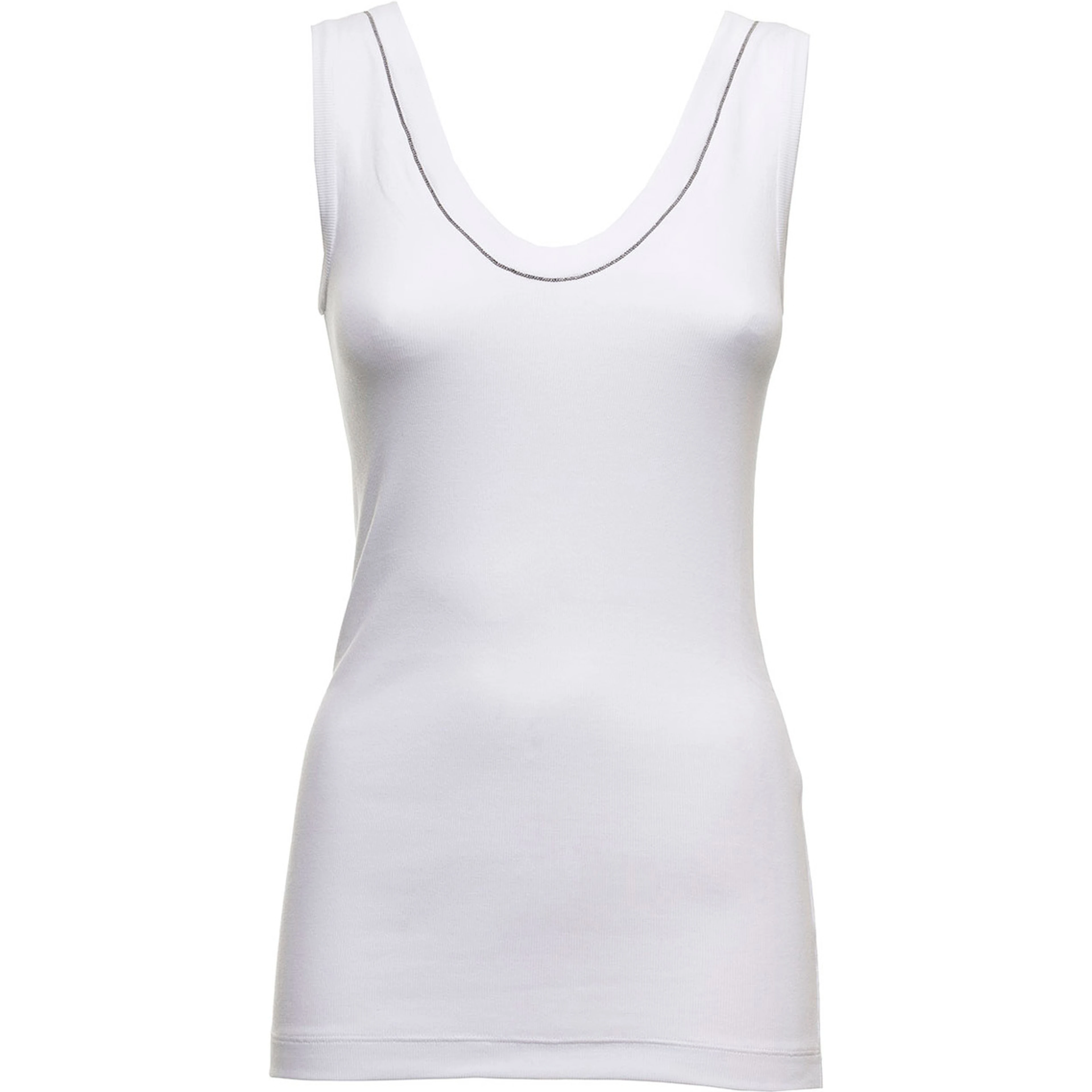 white Top with round neckline and Monile details in cotton for women