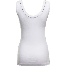white Top with round neckline and Monile details in cotton for women