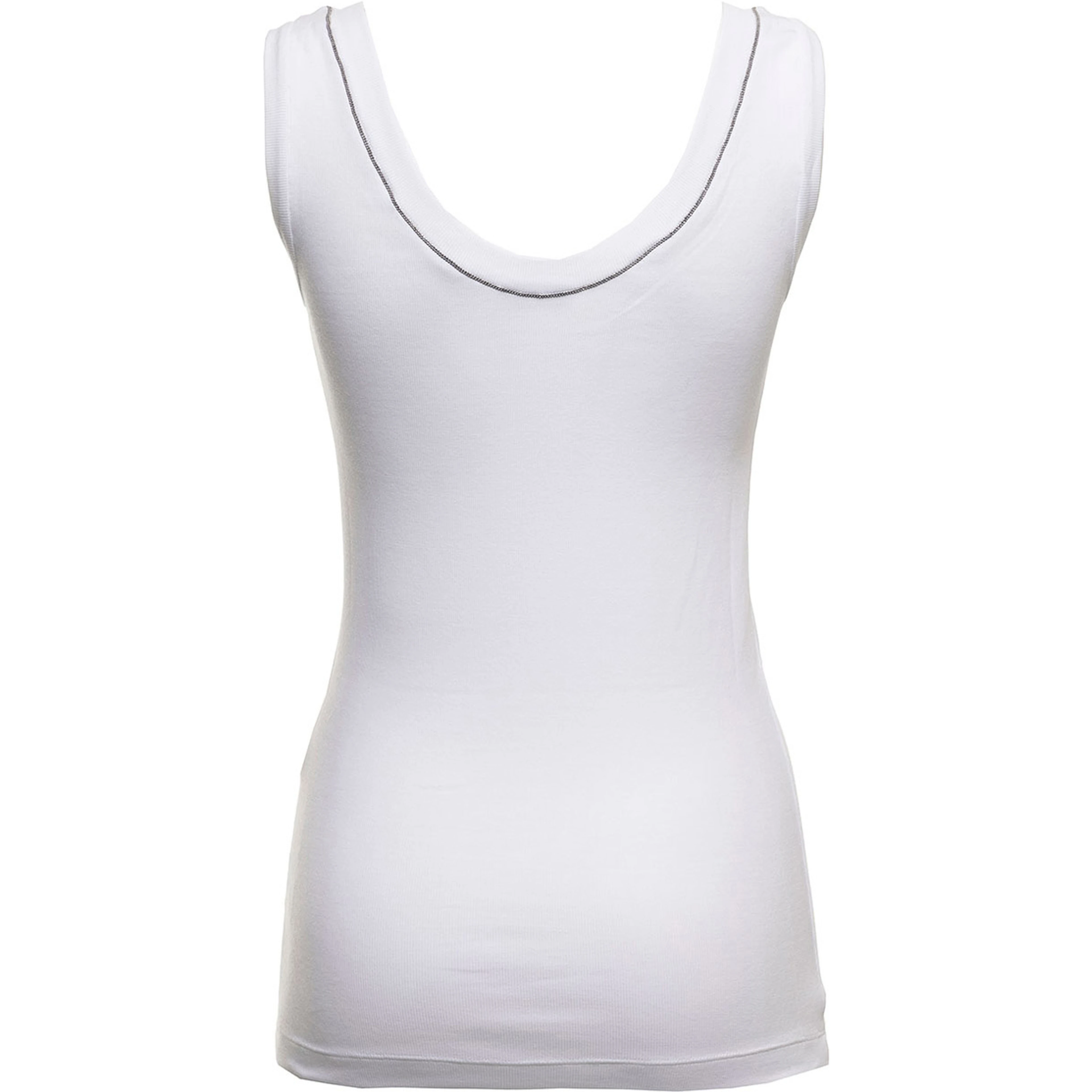 white Top with round neckline and Monile details in cotton for women