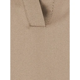 Beige Shirt with wide collar and V-neck in silk for women