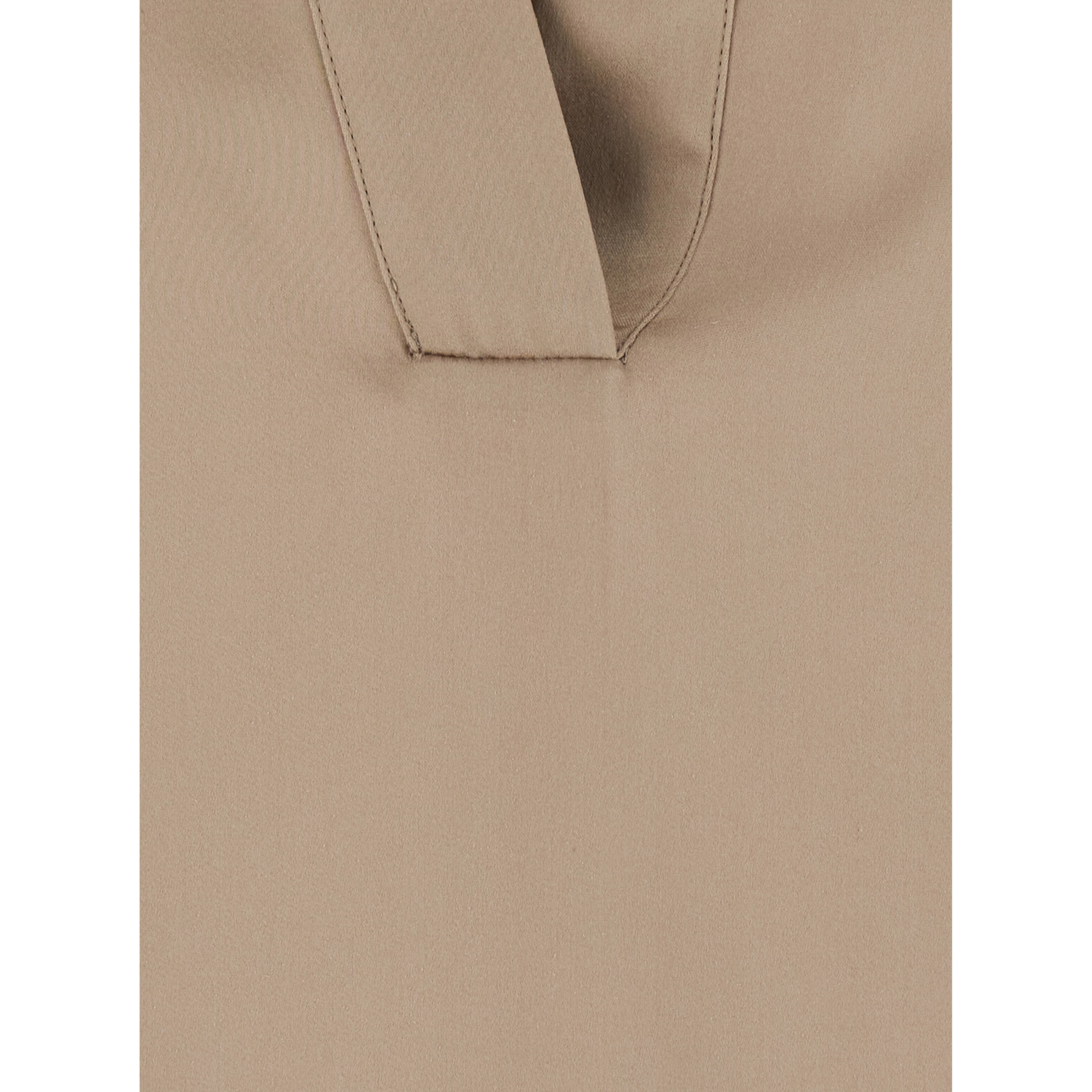 Beige Shirt with wide collar and V-neck in silk for women