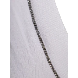 white Top with round neckline and Monile details in cotton for women