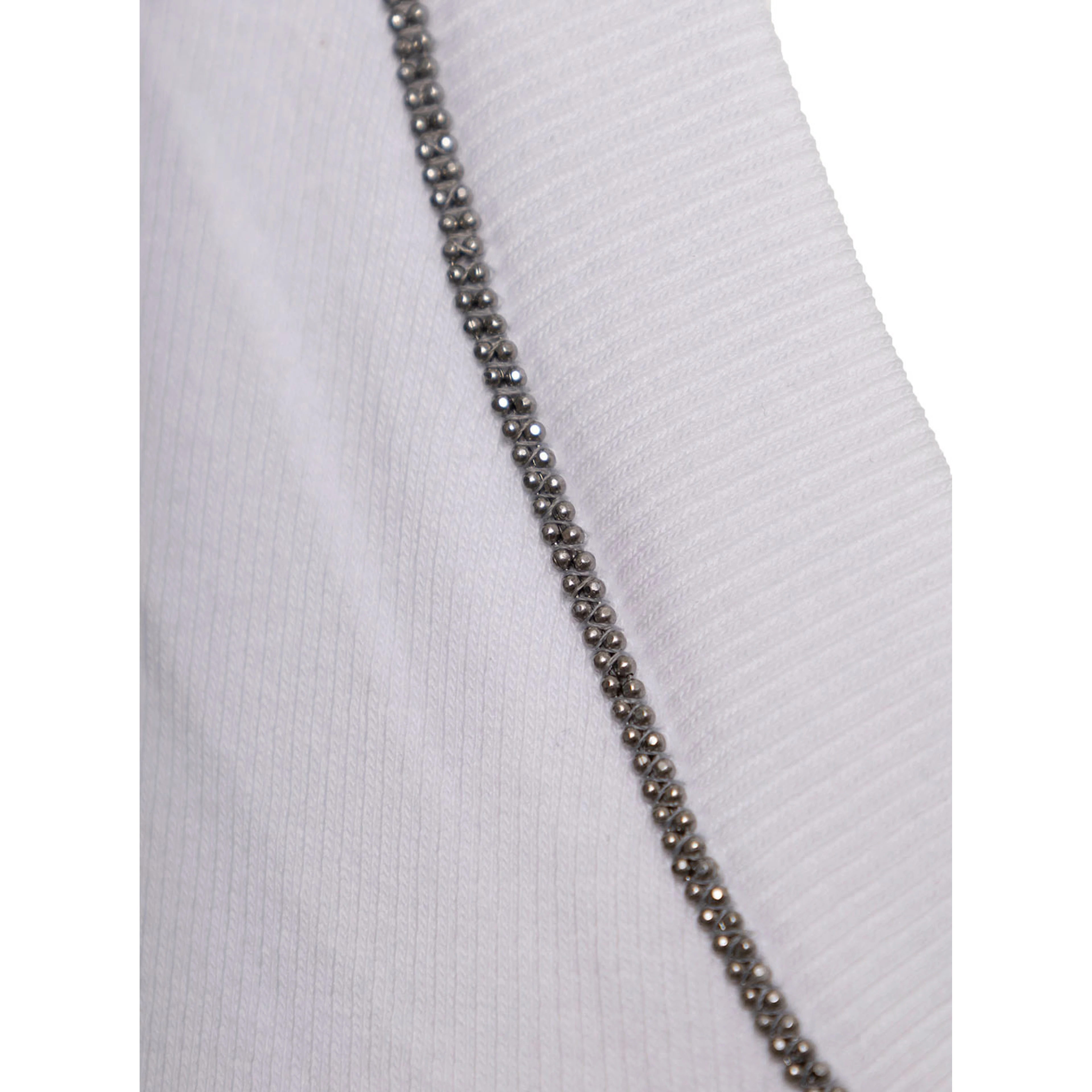 white Top with round neckline and Monile details in cotton for women