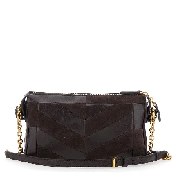 Panthea Small brown Crossbody bag with VLogo plaque on the front in leather for women