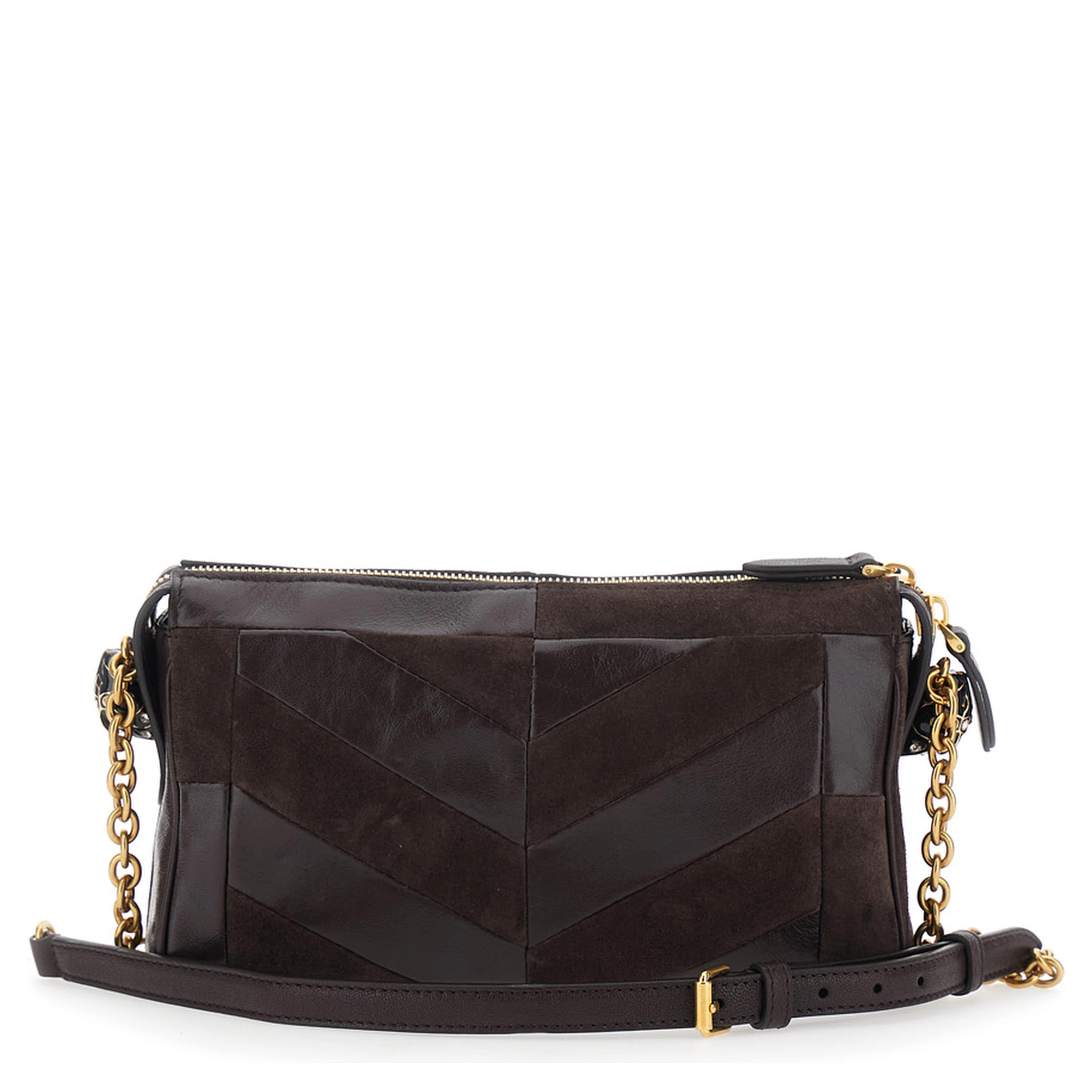 Panthea Small brown Crossbody bag with VLogo plaque on the front in leather for women