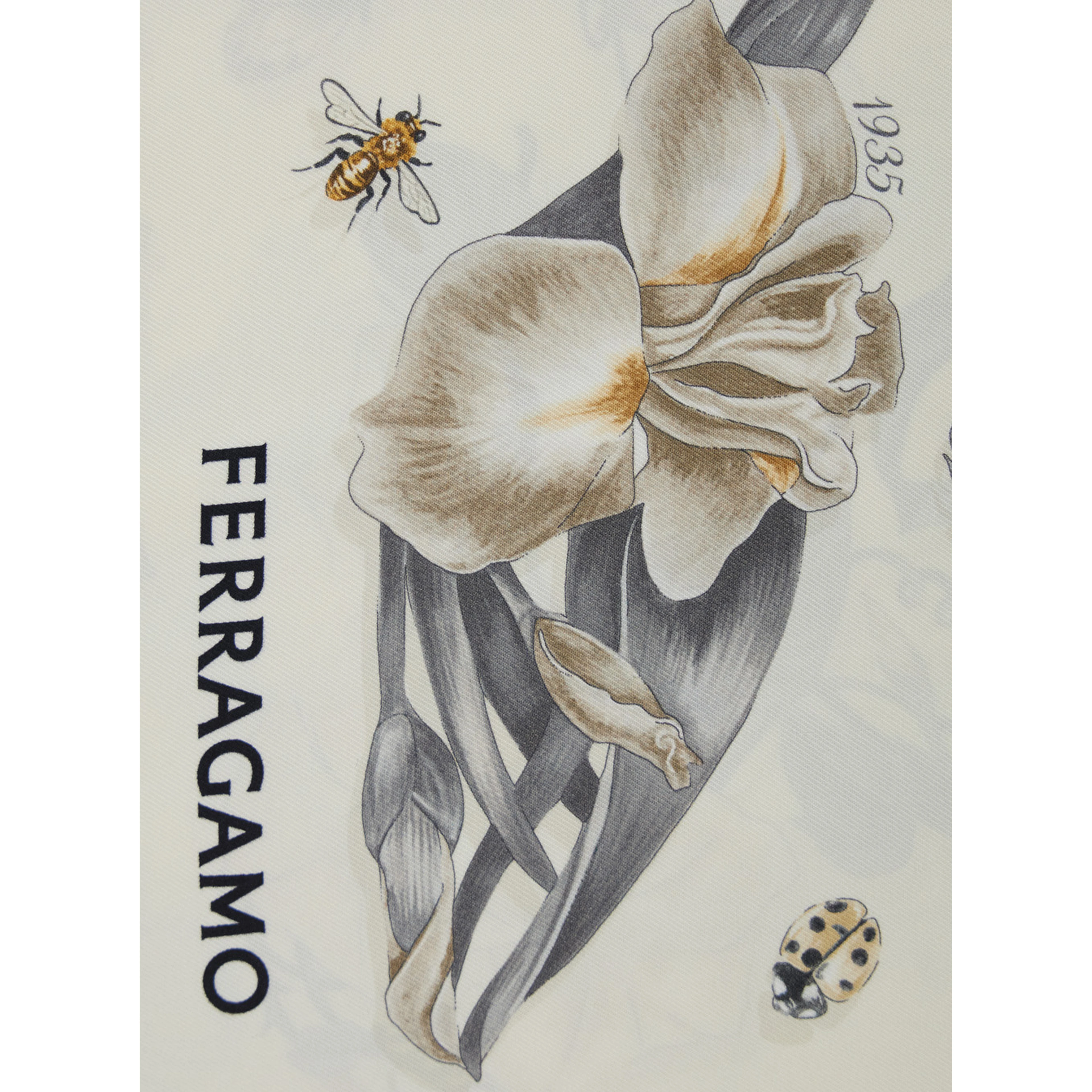 Beige Scarf with all-over Floral Print in Silk  for Women
