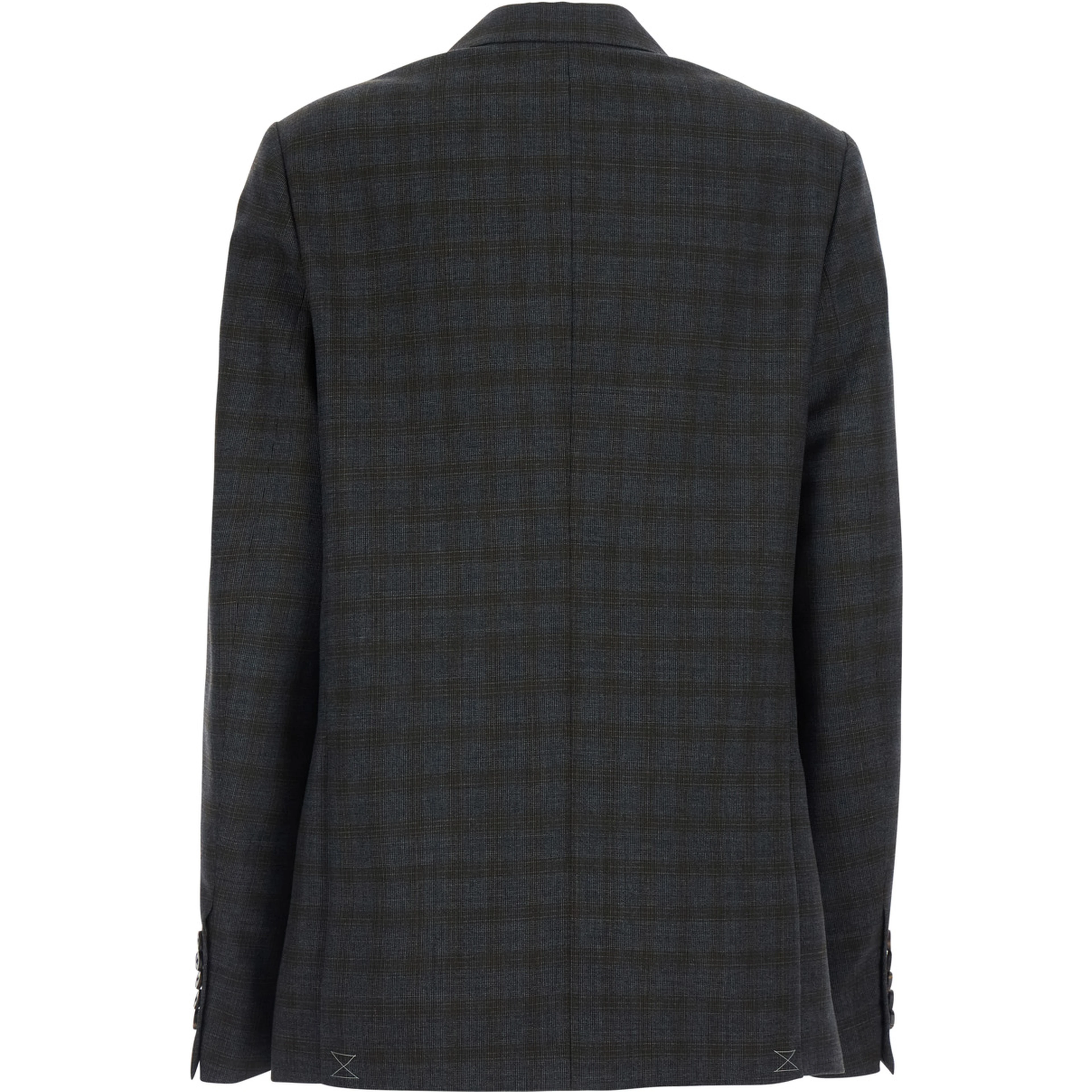Barrysta Brown Double-breasted Jacket with peak revers and check motif all-over in wool for women