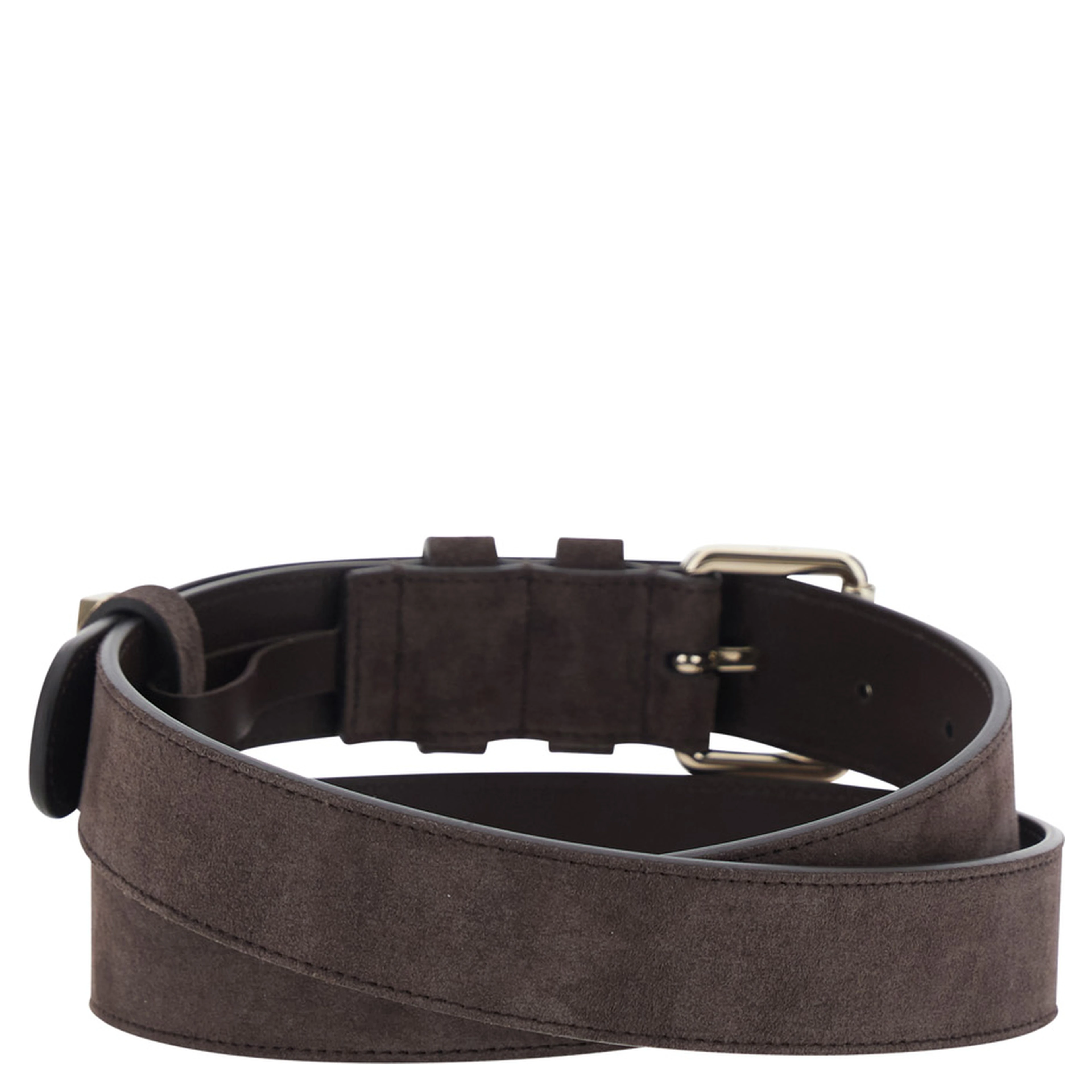 Brown Belt with applied Rockstuds in Suede for women