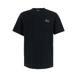 Black Crew Neck T-Shirt with EKD Embroidery on the Front in Cotton for Men