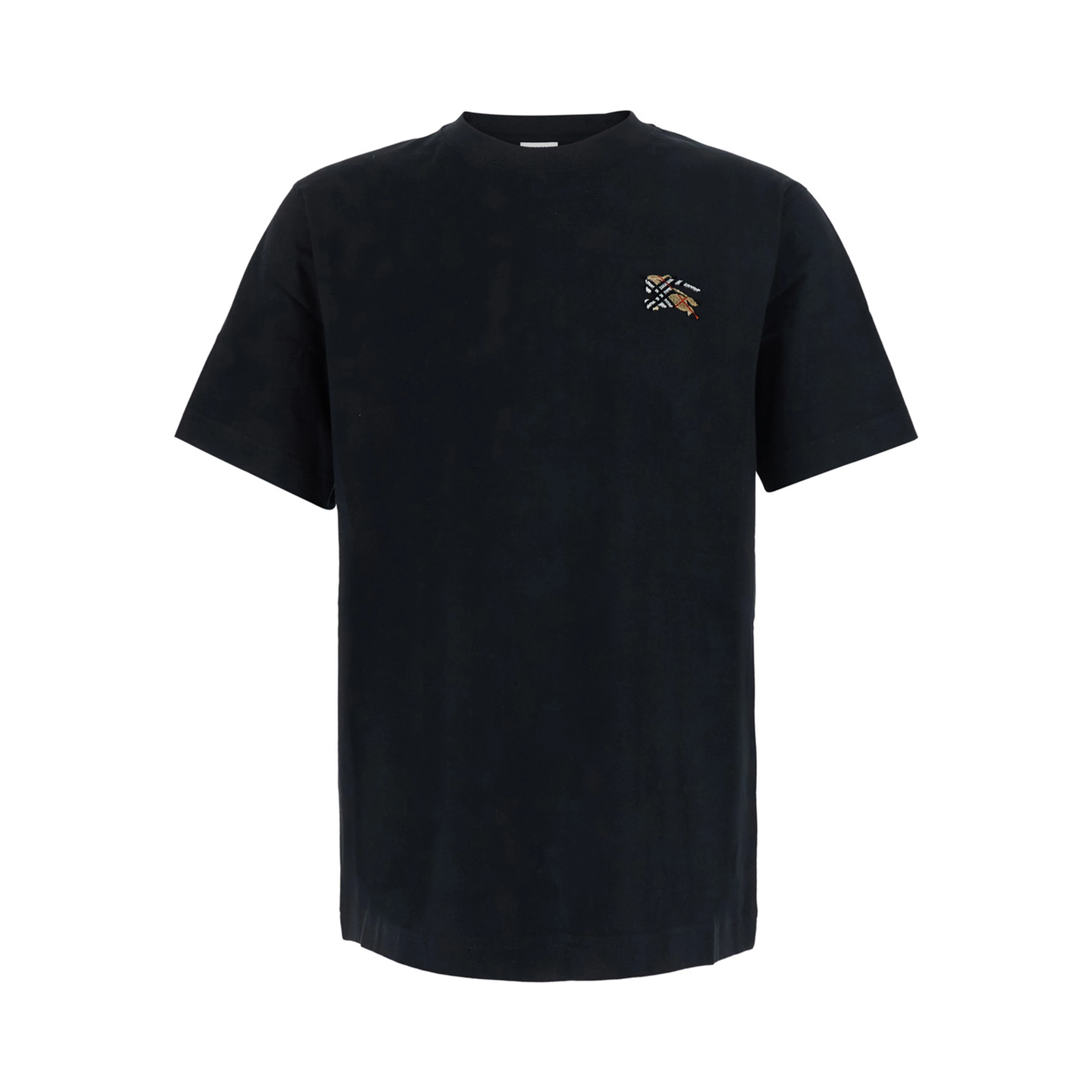 Black Crew Neck T-Shirt with EKD Embroidery on the Front in Cotton for Men
