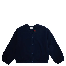 Blue Crewneck cardigan with Web patch on the front in cotton Boy