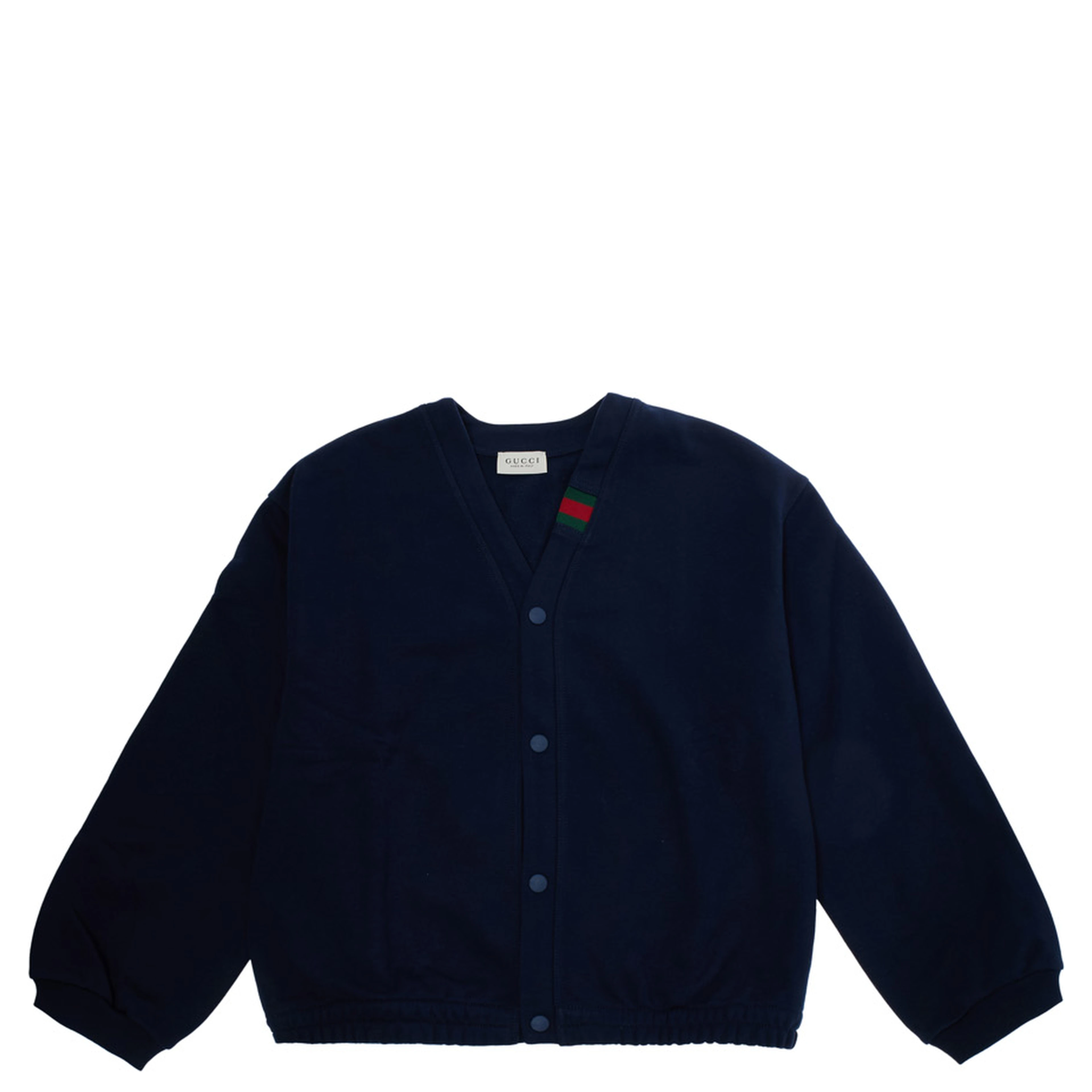 Blue Crewneck cardigan with Web patch on the front in cotton Boy