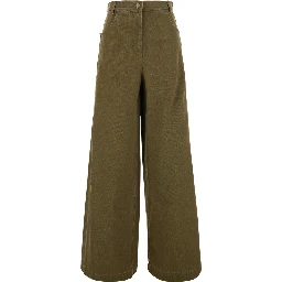 Alaro Green Jeans with Patch Pockets on the Back and Wide Leg in Denim for Women