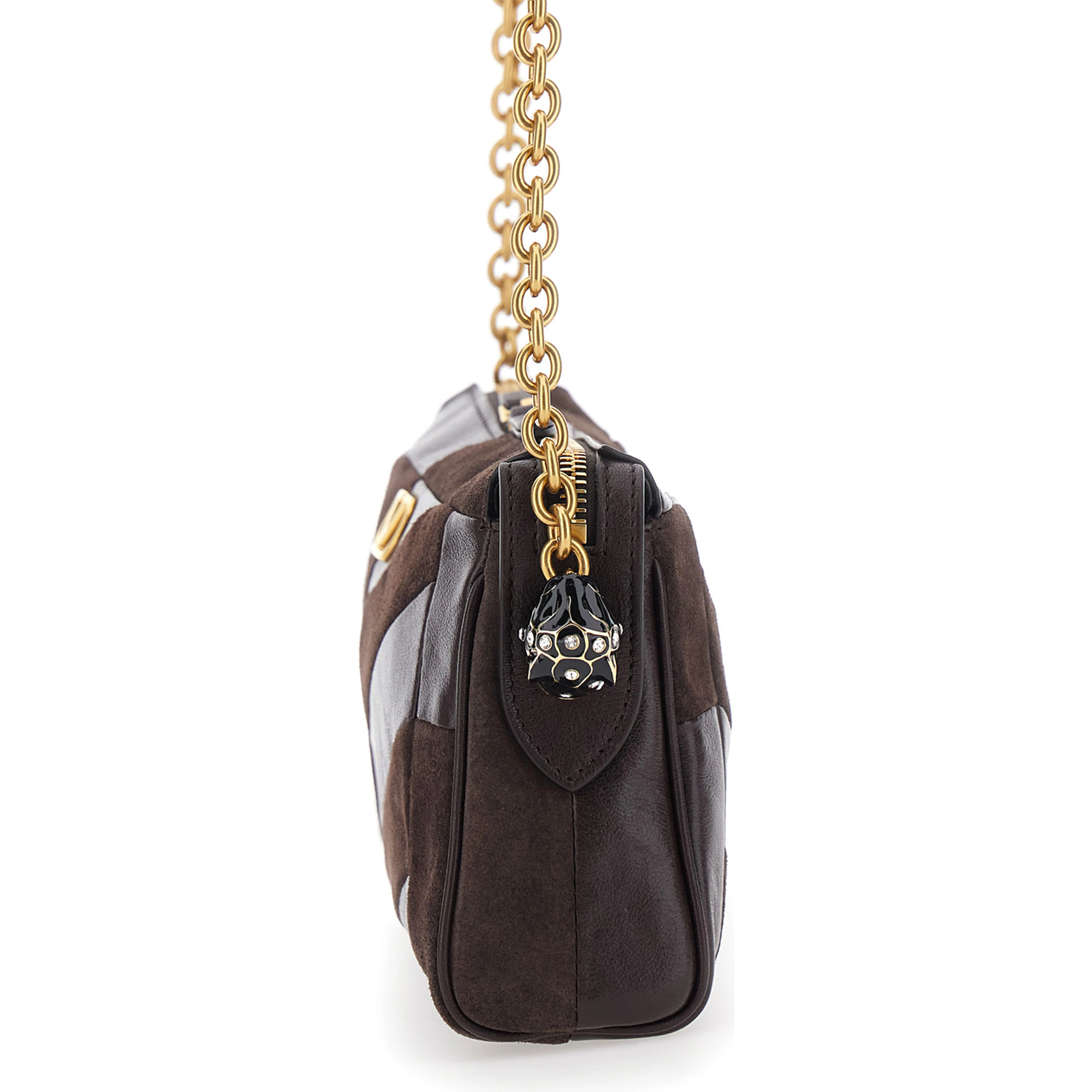 Panthea Small brown Crossbody bag with VLogo plaque on the front in leather for women