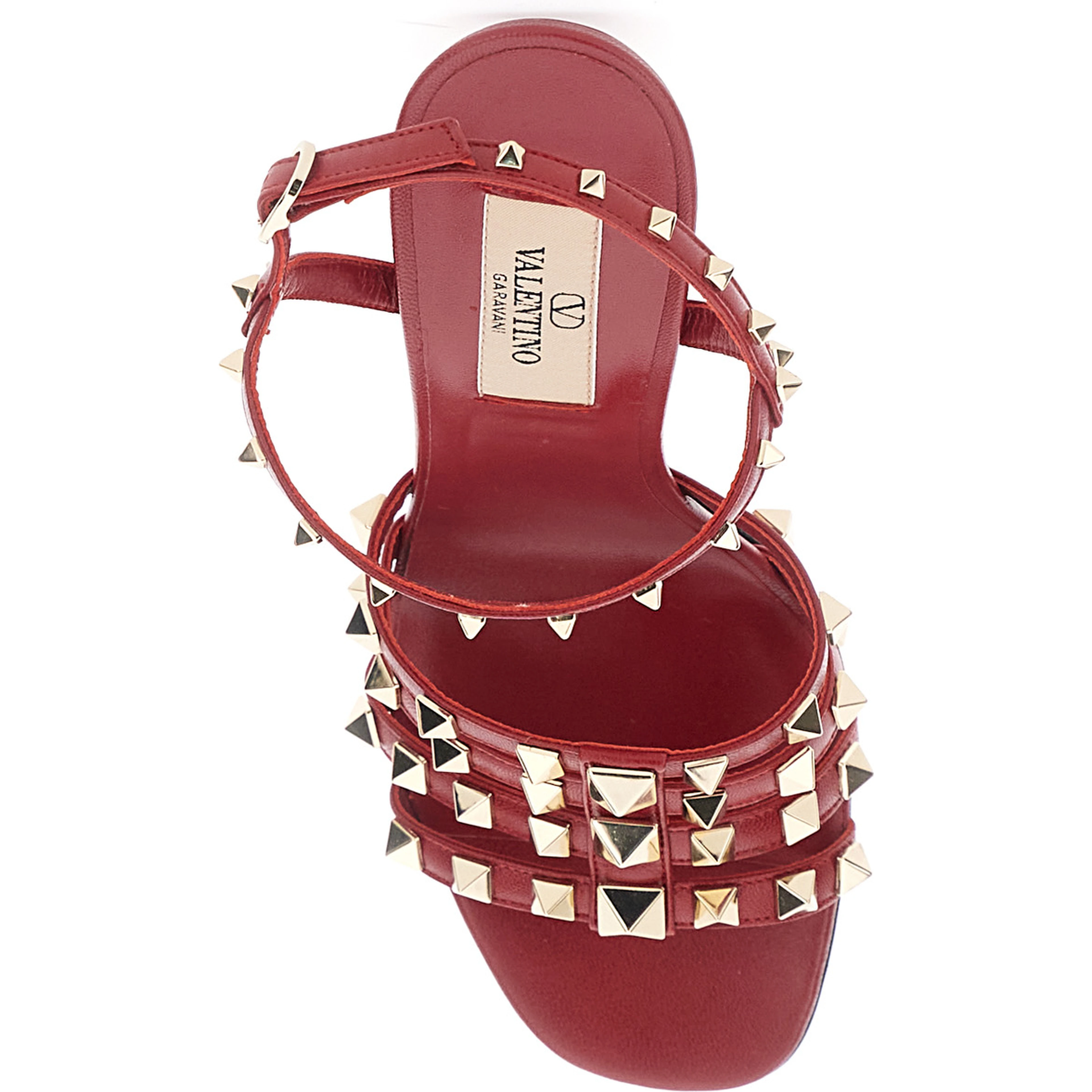 Red Slingback Sandals with High Stiletto Heel and Rockstud Decoration for Women