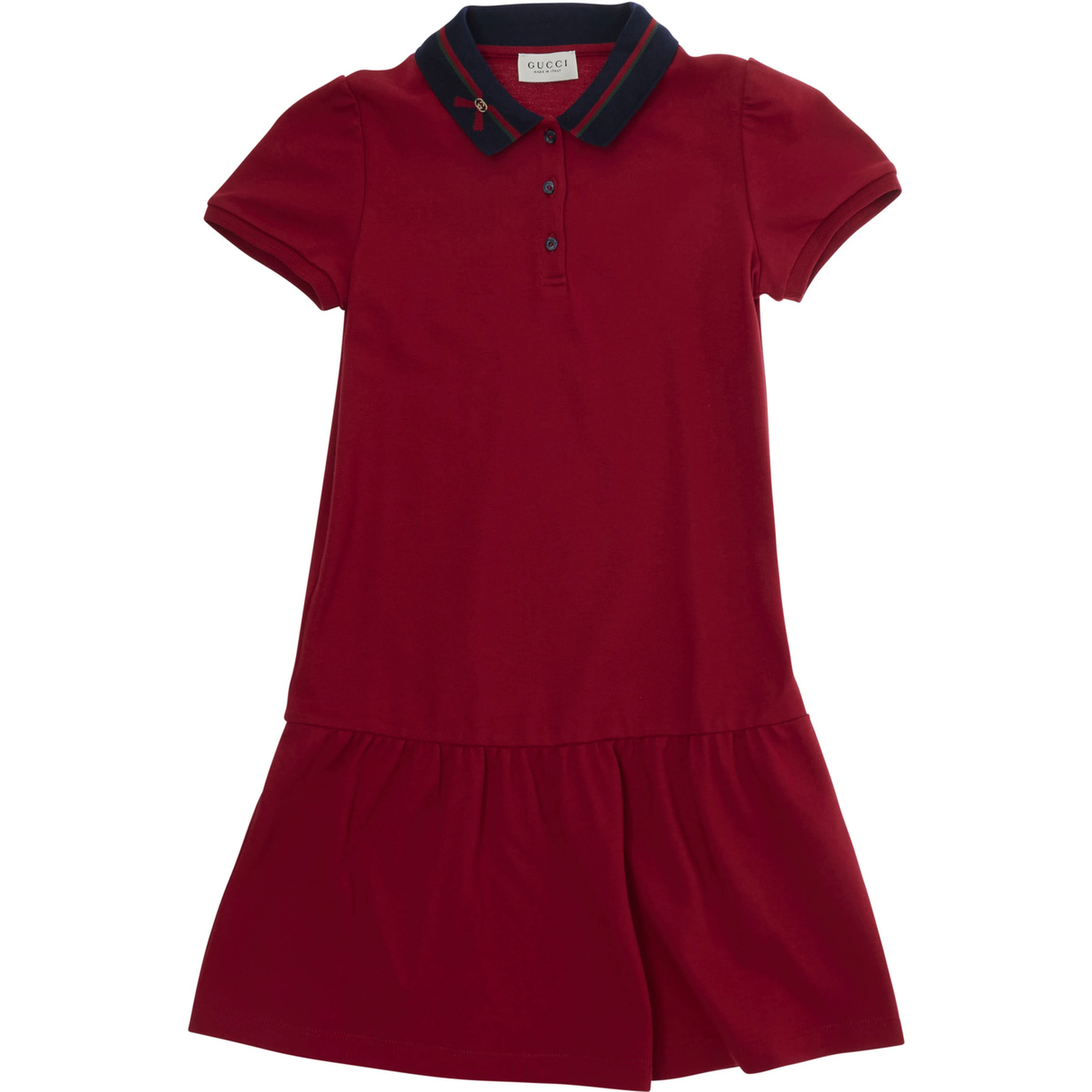red Dress with Web detail and flared skirt in cotton for Girl
