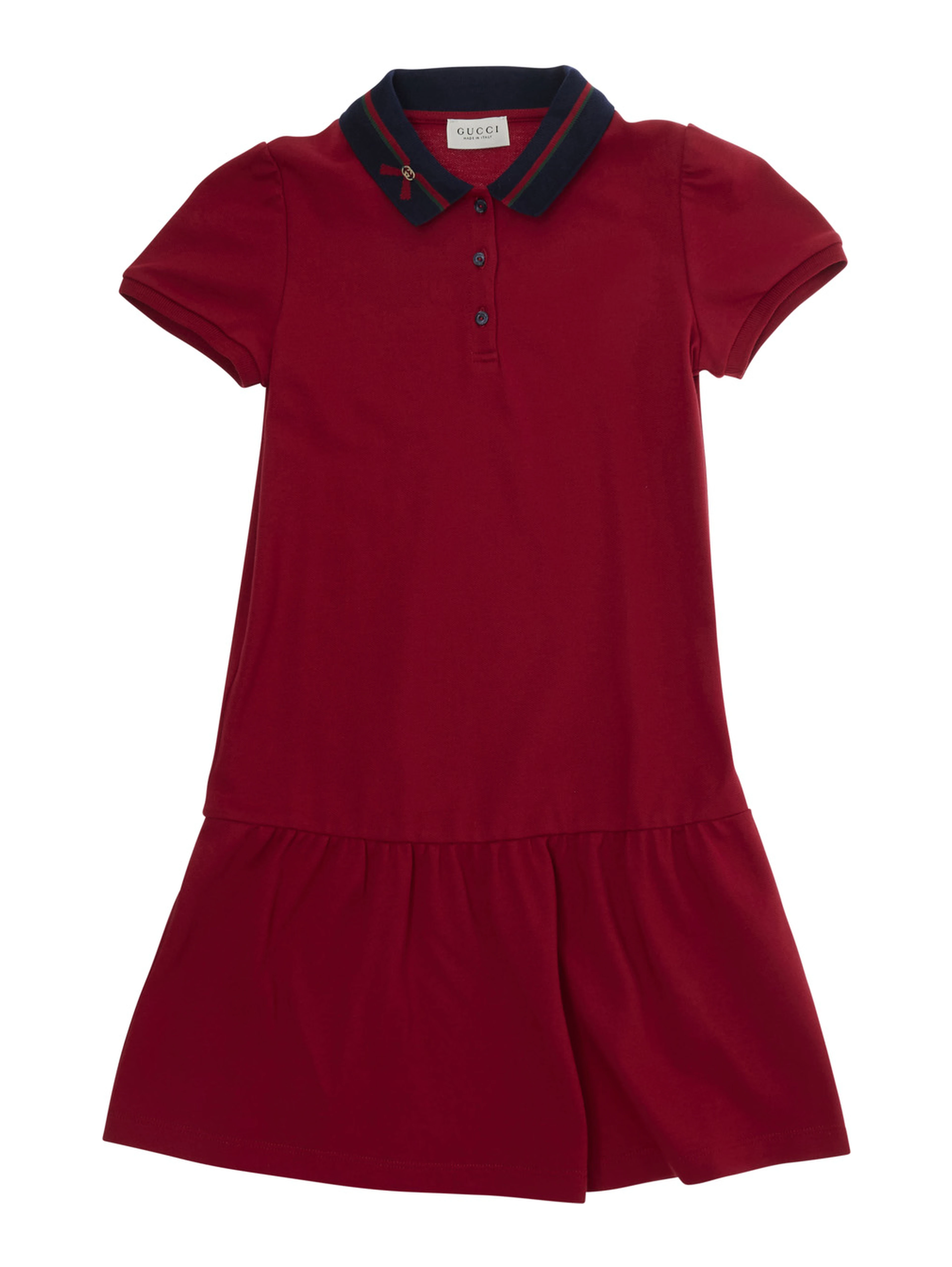 red Dress with Web detail and flared skirt in cotton for Girl